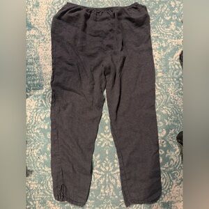 Flax Linen Casual Leisure Pants With Pockets Gray Size Large